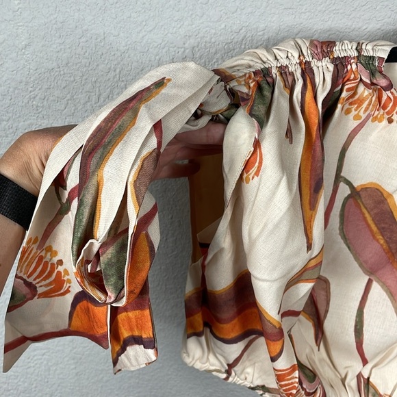 NWT Andrea Iyamah Halima Crop Top Resort Wear Cover Up Eucalyptus Leaves Sz S - Picture 7 of 15